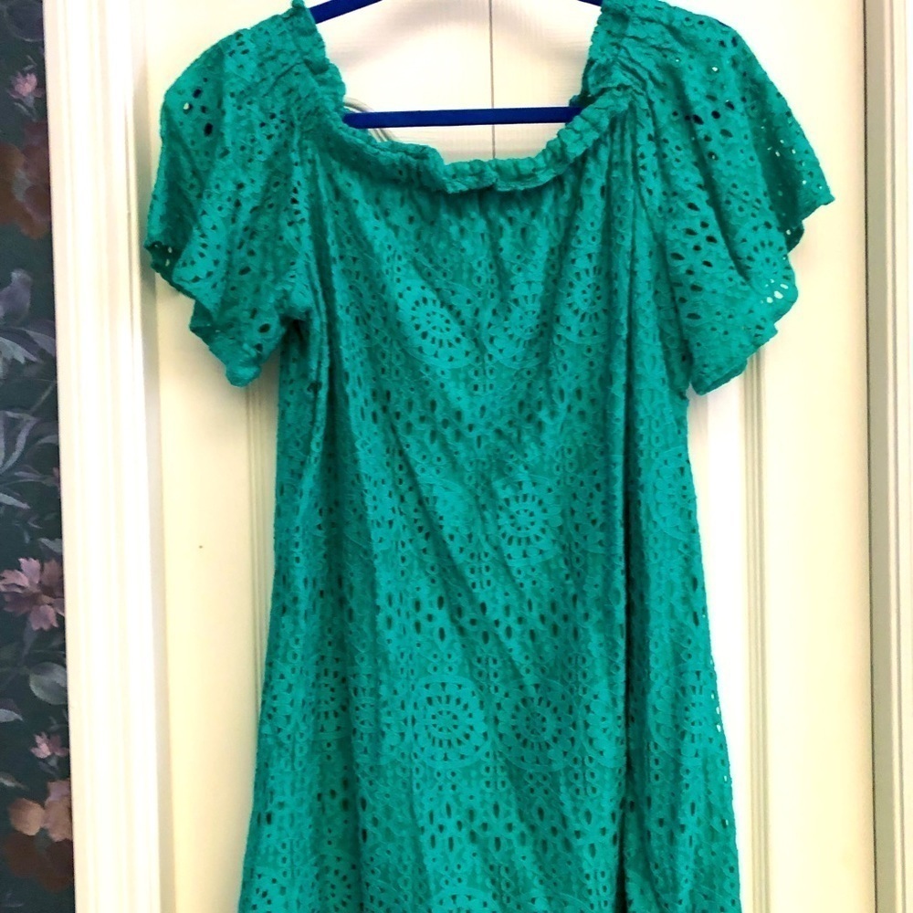 ana Green Eyelet Dress